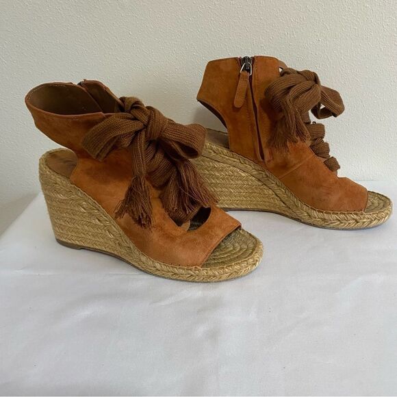 CHLOE Harper Suede Lace up Espadrille Wedge Sandals - Picture 4 of 11